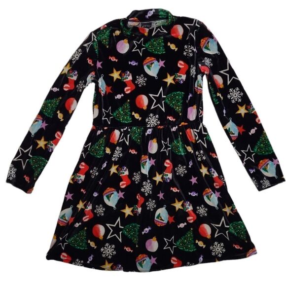 ART CLASS black‎ velvet long sleeve Christmas holiday mock neck dress 7/8 - Picture 1 of 5
